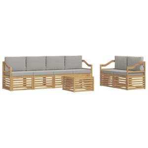 vidaXL Āra dīvānu komplekts 7 pcs Balta un gai&scaron;i pelēka Poliesters