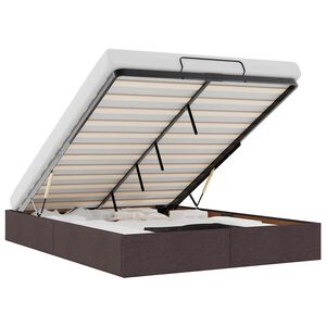 vidaXL Osmaņu gultas rāmis bez matrača tum&scaron;i pelēks 140x200 cm audums