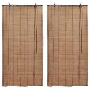 vidaXL ruļļu žalūzijas, 2 gab., brūns bambuss, 120 x 220 cm