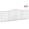 vidaXL arkveida gabiona grozi, 15gb., 400x30x120/140cm, cinkota dzelzs
