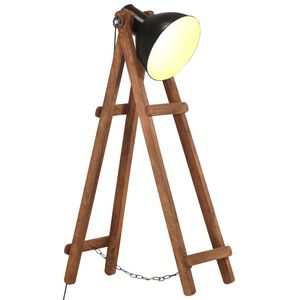 vidaXL grīdas lampa, melna, mango masīvkoks, E27