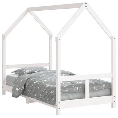 vidaXL bērnu gultas rāmis, balts, 80x160 cm, priedes masīvkoks
