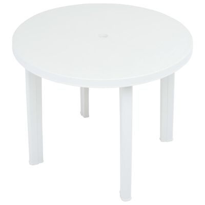 vidaXL dārza galds, balts, 89 cm, plastmasa