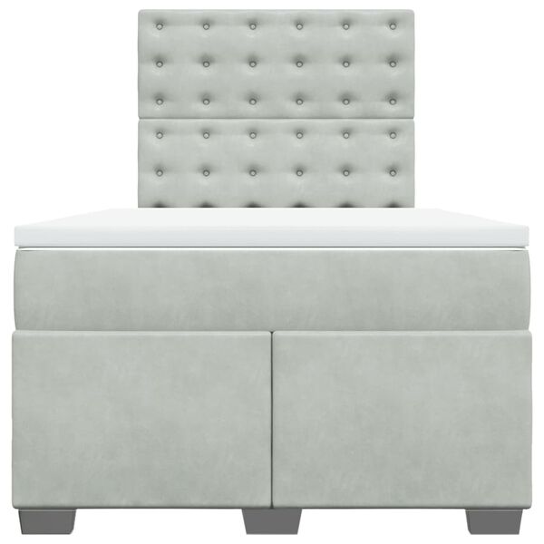 vidaXL atsperu gulta ar matraci, gai&scaron;i pelēka samts, 120x190 cm