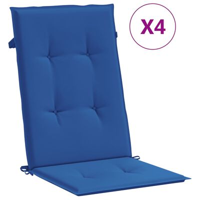 vidaXL dārza krēslu spilveni, 4 gab., koši zili, 120x50x3 cm, audums