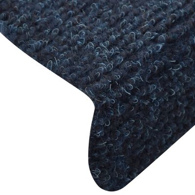 vidaXL kāpņu paklāji, 5 gab., pašlīmējoši, 56x17x3 cm, tumši zili