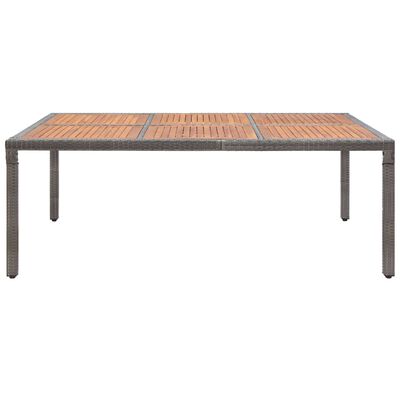 vidaXL dārza galds, 200x150x74 cm, pelēka PE rotangpalma, akācija
