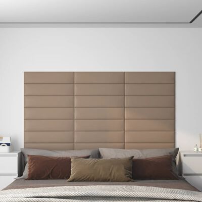 vidaXL sienas paneļi, 12 gab., 60x15 cm, mākslīgā āda, 1,08 m²