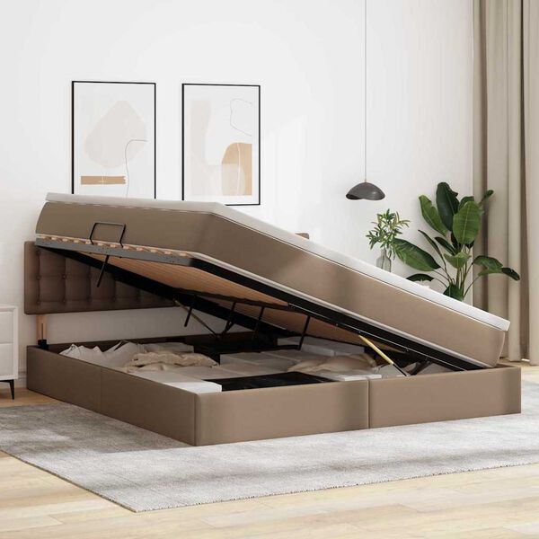 vidaXL Gulta ar uzglabā&scaron;anas vietu un matraci Kafija 180 x 200 cm