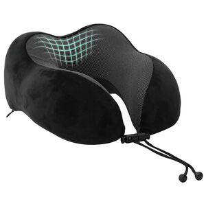 vidaXL Ceļojuma kakla spilvens Melns Atmiņas putas 27 x 26 x 14 cm