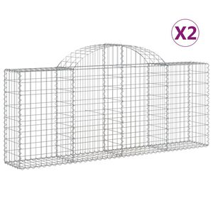 vidaXL arkveida gabiona grozi, 2 gb., 200x30x80/100cm, cinkota dzelzs