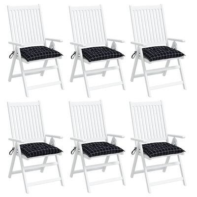vidaXL krēslu matrači, 6 gab., 40x40x7 cm, audums, melni četrstūri