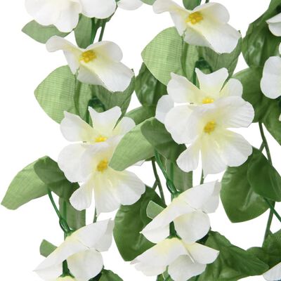 vidaXL mākslīgo ziedu vītnes, 3 gab., balts, 85 cm