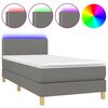 vidaXL atsperu gulta ar matraci, LED, tum&scaron;i pelēks audums, 100x200 cm