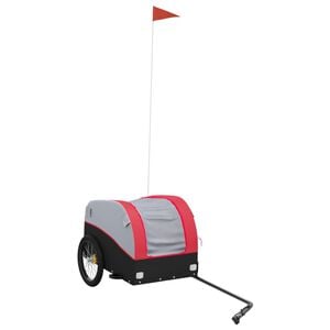 vidaXL velosipēda piekabe, 30 kg, melna un sarkana, dzelzs