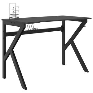 vidaXL datorspēļu galds, K-formas kājas, melns, 110x60x75 cm
