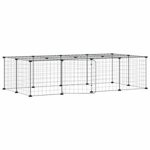vidaXL 20 paneļu mājdzīvnieku būris ar durvīm, melns, 140x70x35cm, tērauds