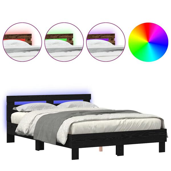 vidaXL Gultas rāmis Melns ozols 150 x 200 cm Inženierijas koks