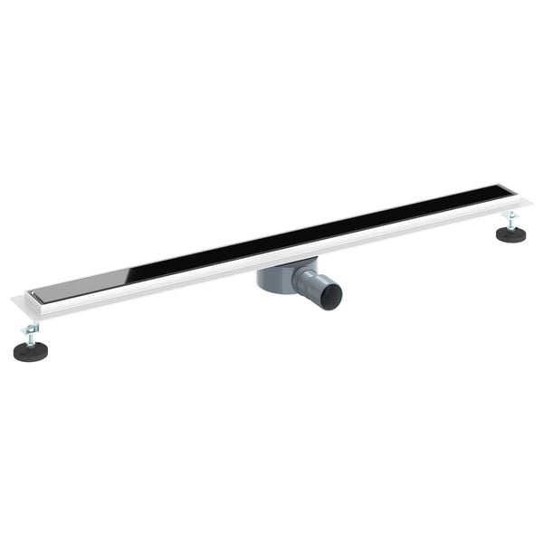 vidaXL Du&scaron;a noteka ar stikla vāku un 360&deg; sifonu Melna 100 cm