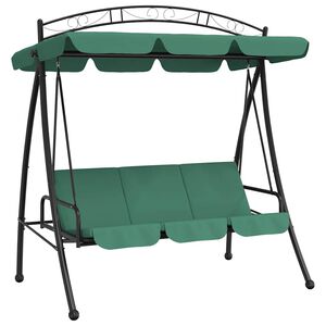 vidaXL dārza &scaron;ūpoļsols ar jumtu, zaļ&scaron;, 198 cm, audums un tērauds