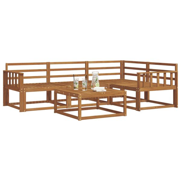 vidaXL Āra dīvānu komplekts 5 pcs Dabiska Cietā akācijas koks