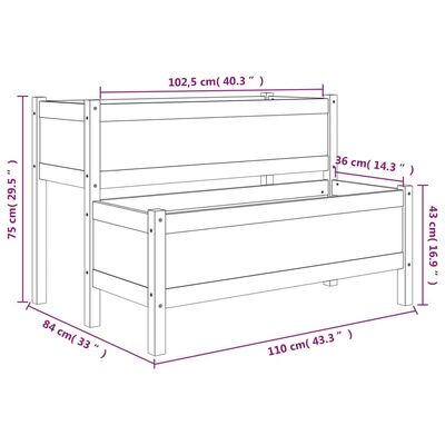 vidaXL puķu kaste, 110x84x75 cm, priedes masīvkoks