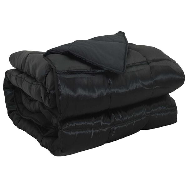 vidaXL Pilnas gada sega Melna 140 x 220 cm Satīns un mikro&scaron;ķiedra