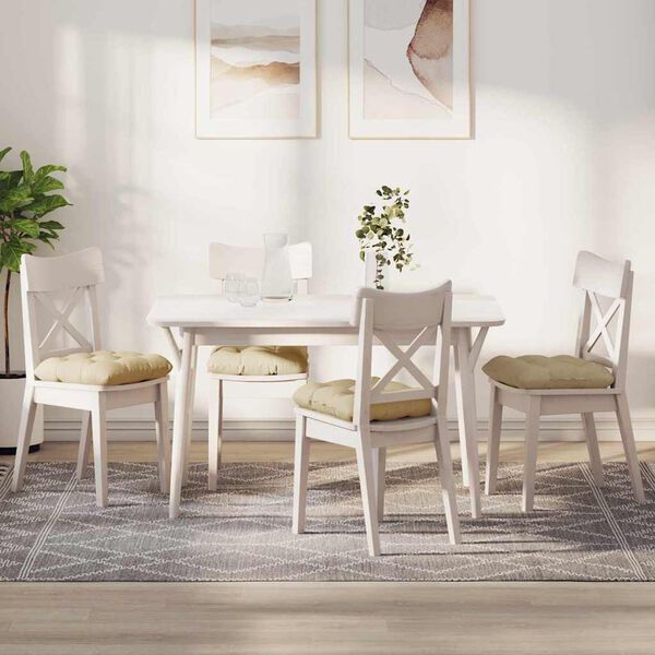 vidaXL Sēdvietas spilventiņi 4 pcs Krēmkrāsa 45 x 45 x 12 cm audums