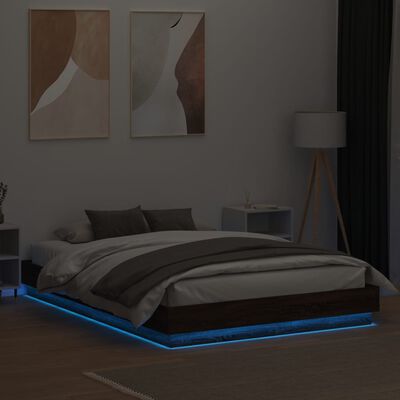 vidaXL gultas rāmis ar LED, brūna ozola, 160x200 cm