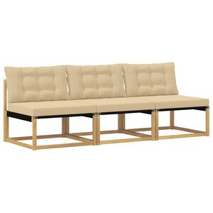 vidaXL Āra vidējā dīvāns Cieta akācijas koks un tekstilēns Balts