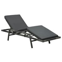 vidaXL sauļošanās krēsls ar matraci, pelēka PE rotangpalma