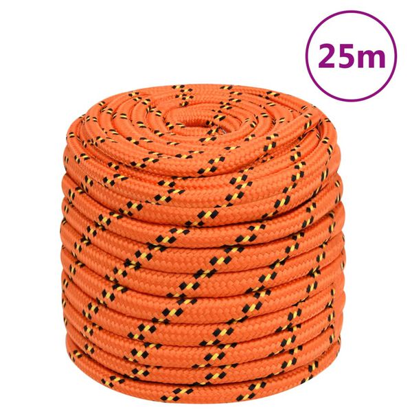 vidaXL laivu virve, oranža, 16 mm, 25 m, polipropilēns