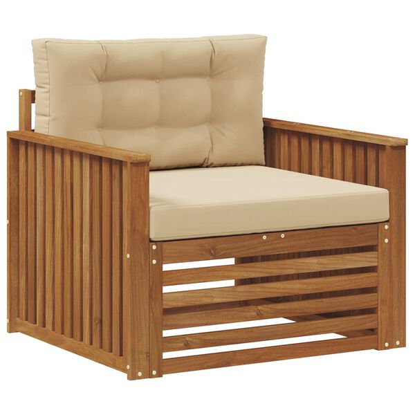 vidaXL Āra dīvānu komplekts Cieta akācijas koks un poliesters Dabiska