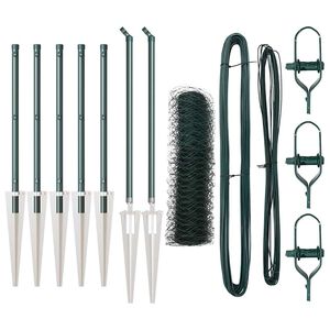 vidaXL Se&scaron;stūra žogs ar stabu 10 x 0,6 m PVC pārklāts tērauds Zaļa