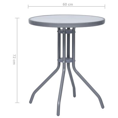 vidaXL dārza galds, gaiši pelēks, 60 cm, tērauds un stikls