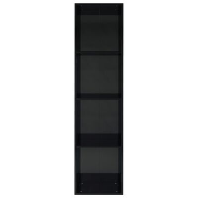 vidaXL grāmatu plaukts, 36x30x143 cm, spīdīgi melns, skaidu plāksne