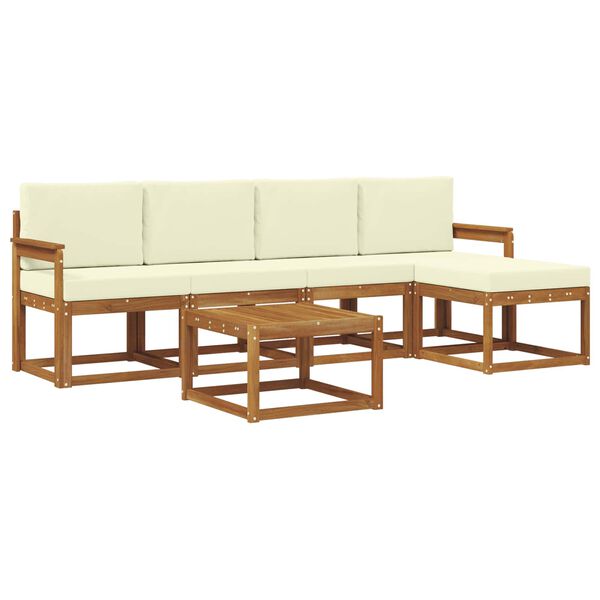 vidaXL Āra dīvānu komplekts ar spilvenu 6 pcs Dabisks un krējuma