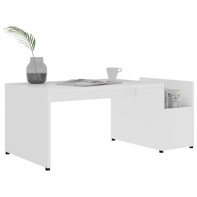 vidaXL kafijas galdiņš, balts, 90x45x35 cm, skaidu plāksne