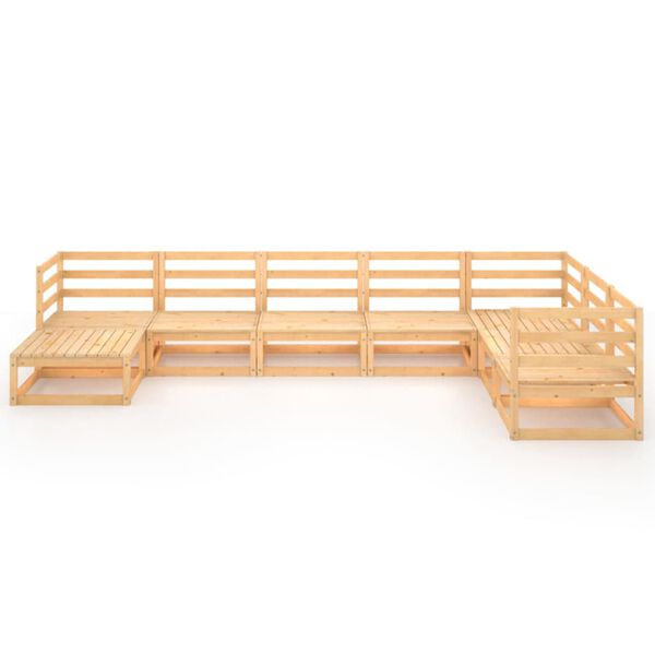 vidaXL 8-daļīgs dārza atpūtas mēbeļu komplekts, priedes masīvkoks