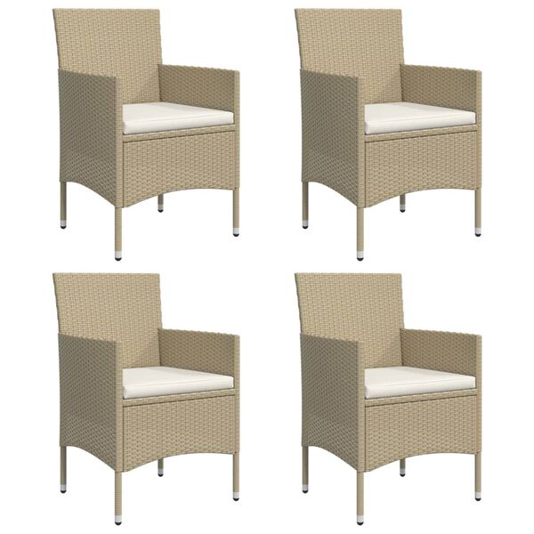 vidaXL 5-daļīgs dārza mēbeļu komplekts ar matračiem, bē&scaron;a ar melns