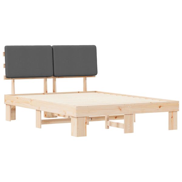 vidaXL Gultas rāmis ar polsterētu galvas balstu Tum&scaron;i pelēks