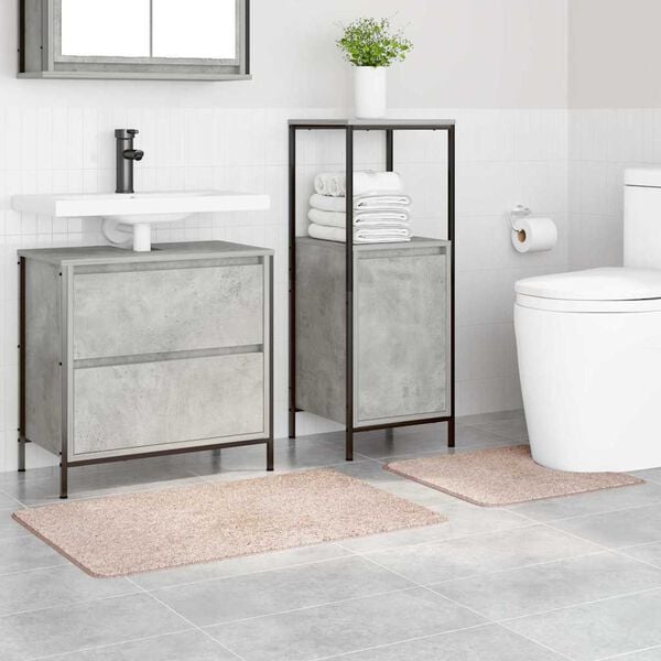 vidaXL Antislip vannas paklāju komplekts 2 pcs Krēmkrāsa PP