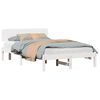 vidaXL Gultas rāmis Balts 140 x 190 cm Ciets priedes koks