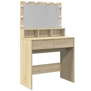 vidaXL spoguļgaldiņ&scaron; ar LED, ozolkoka krāsa, 80x41x134,5 cm
