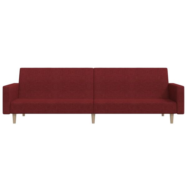 vidaXL 2-vietīga dīvāngulta, vīnsarkans audums