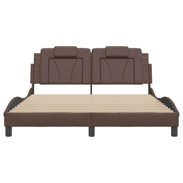 vidaXL gultas rāmis, Viana, bez matrača, brūns, 160x200 cm, mākslīgā āda