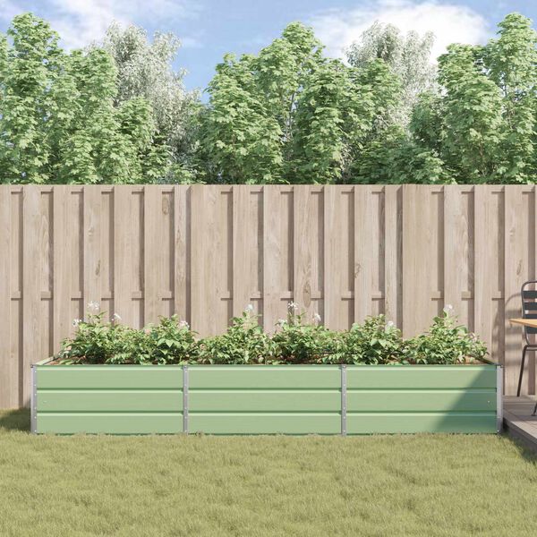 vidaXL Puķu kaste Pasteļa zaļa 195 x 100 x 45 cm Cinkots tērauds