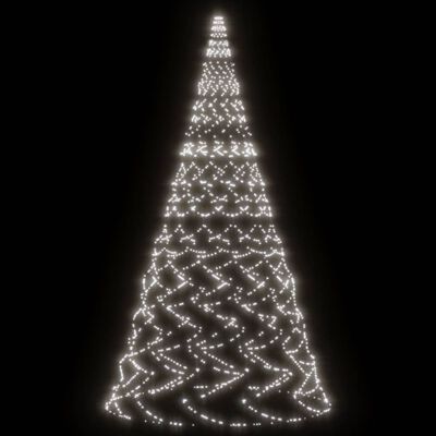 vidaXL Ziemassvētku egle karoga mastam, 3000 vēsi baltas LED, 800 cm
