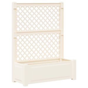 vidaXL Liels puķu pods ar treļļiem Balts 99,5 x 43 x 133,5 cm PP