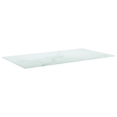 vidaXL galda virsma, balta, 120x65 cm, 8 mm, stikls ar marmora dizainu